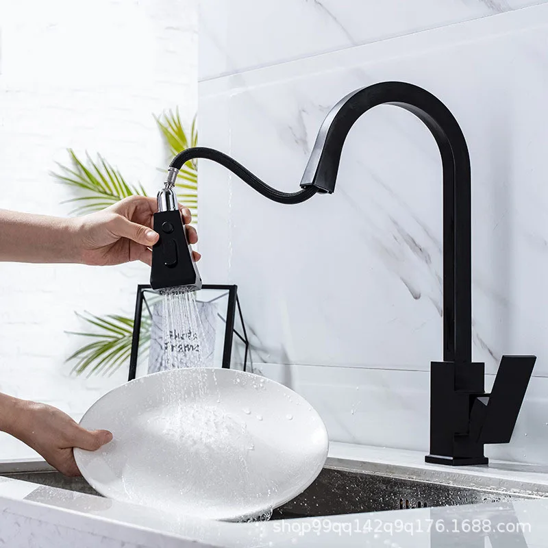 Square Touch Kitchen Sink Faucets Quality Stainless Steel Hot Cold Pull Out Kitchen Mixer Tap Smart Touch Sensor Kitchen Faucet