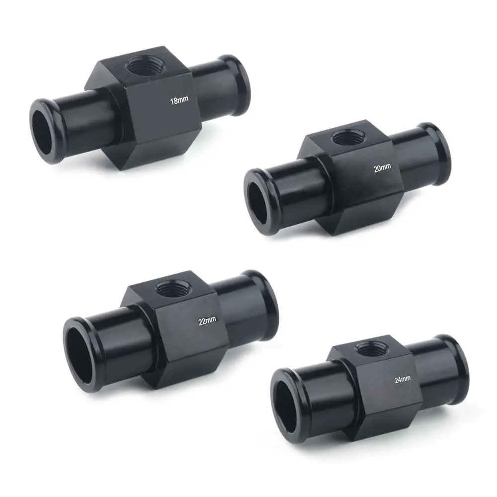 

22mm 24mm Aluminum Alloy Hose Adapter Black 1/8 Npt Gauge Sensor Temperature sensor Joint Pipe Sensor Water Temp Gauge Radiator