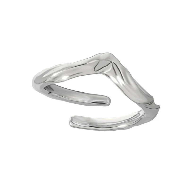 Small design ins cool wind simple wrong side of a texture S925 sterling silver open ring