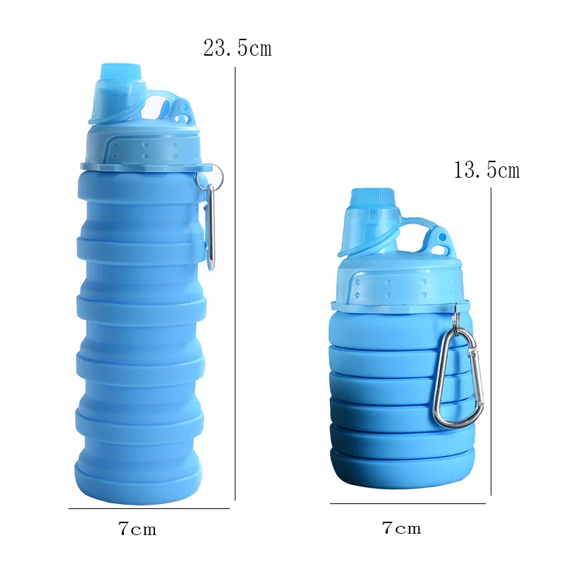 Neue tragbare Silikon-Wasserflasche, einziehbar, zusammenklappbar, Kaffeeflasche, Tassen, E, Outdoor-Reisewerkzeuge, zusammenklappbare Sportflaschen – Detail 2