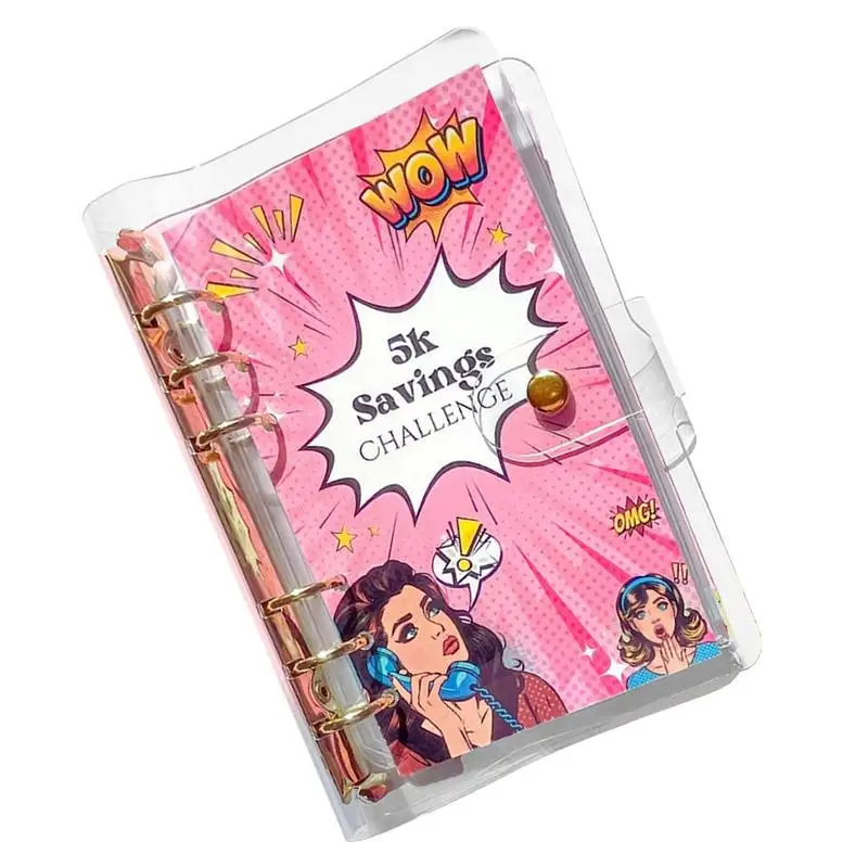 

Savings Challenges Book Envelopes A6 Cash Saving Binder Fun Comic Girl Daily Savings Planner Bubble Effect Portable Budget