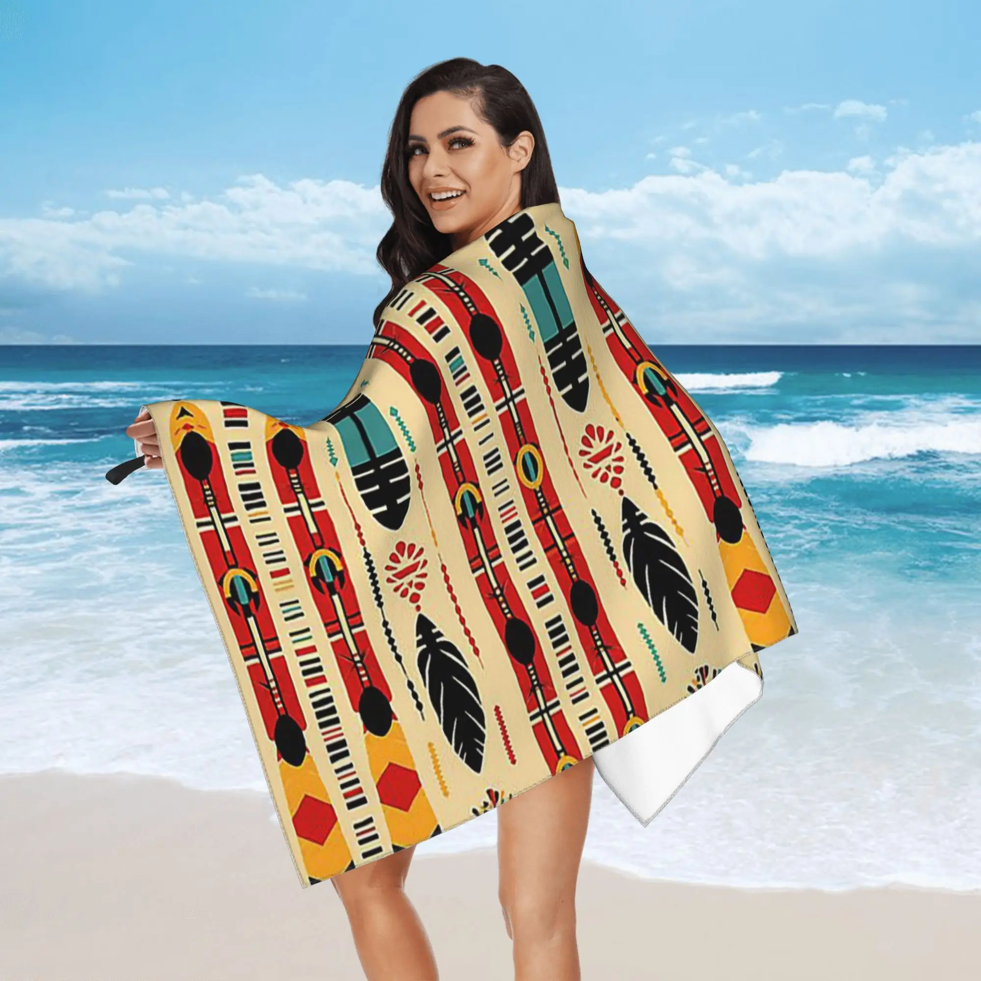 Tribal Patterns 2 Beach Towel Soft Microfiber Quick Dry Absorbent Quick Towels For Mountain Climbing