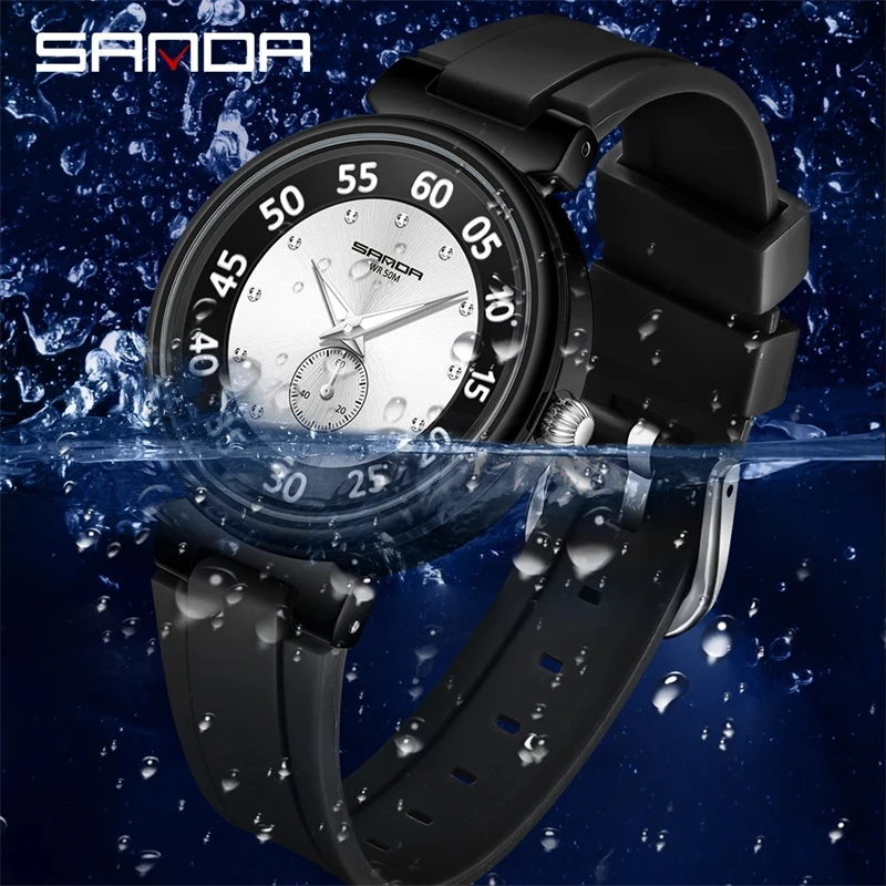 SANDA 3212 New Men Quartz Sports Watch Fashion Casual Men's Clock Chronograph Luminous Finger 50M Waterproof Relogio Masculino