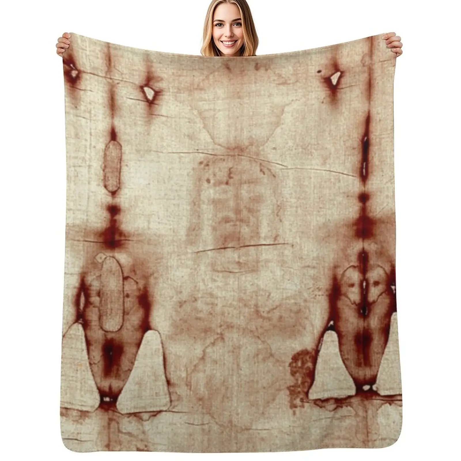 Easter: Holy Face negatives of the shroud of Turin Throw Blanket Cozy Throw Blanket for Bed Sofa Chair