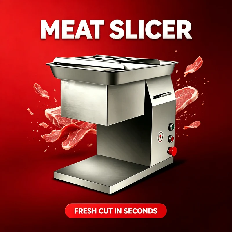 Fresh Meat Cutting Device Vertical Tabletop Design For Pork Beef Fish Chicken Breast With Lid‑Open Safety Power‑Off Meat Slicer