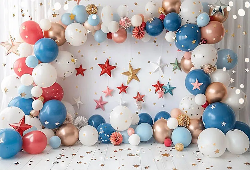 Mehofond Photography Background 4th of July Independence Balloons Kids Birthday Cake Smash Portrait Decor Backdrop Photo Studio