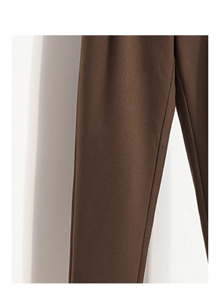 Spodnie garniturowe damskie z wysokim stanem i szerokimi nogawkami, plus size, koreański styl, zimowa moda, luźne spodnie damskie plus size.