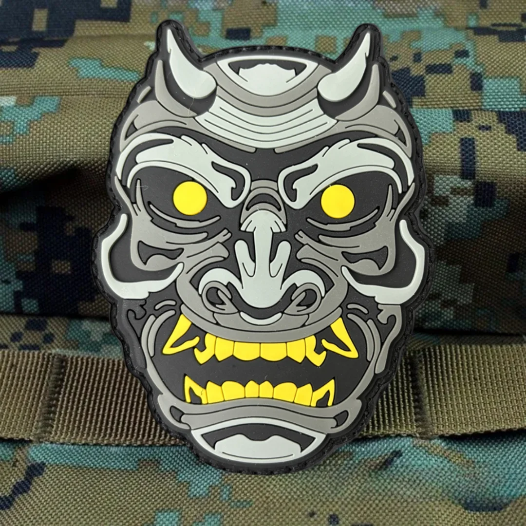 Mask Monster Samurai Tactical Patches Hannya PVC Hook&Loop Armband Military Evil Ghost Army Morale Badge Backpack Stickers