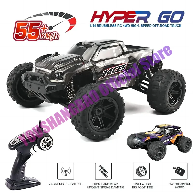 

HXRC 8610 8611 1:14 55KM/H 4WD RC Car With LED Remote Control Cars High Speed Drift Monster Truck for Kids VS 144001 Toys