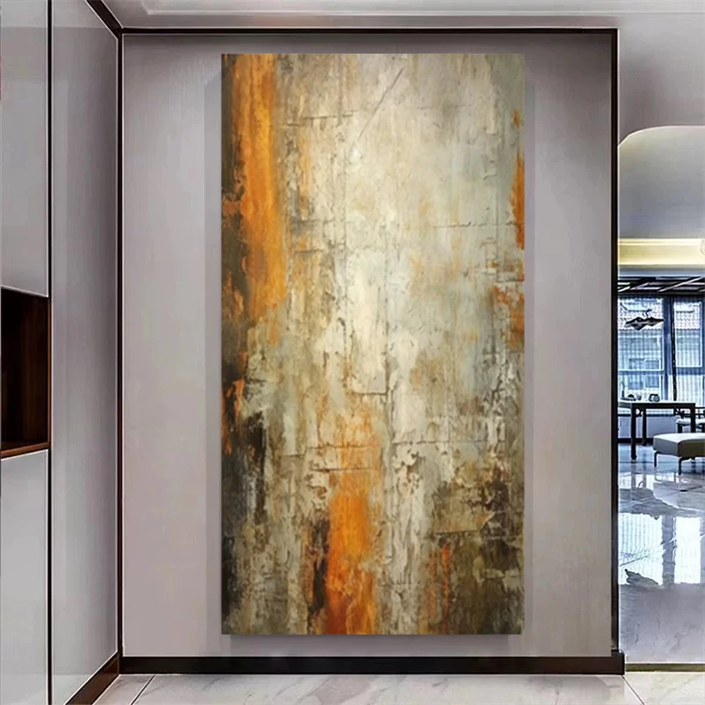 

Hand Made Gold Silver Texture Flower Retro Abstract Oil Painting Modern High Quality Cuadros Canvas Art For Living Room Decor
