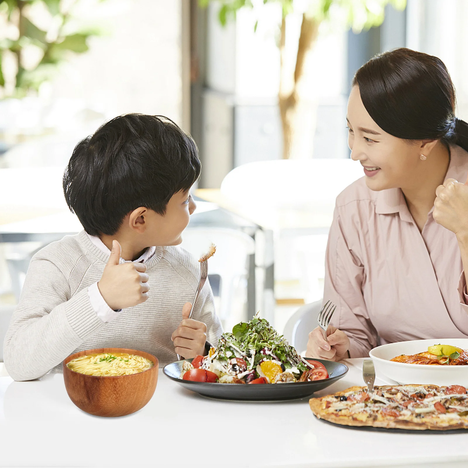 

Wood Food Bowl Smooth Surface Wooden Salad Serving Container Multi Functional Rice Noodle Soup Serving Bowl Rice Bowls
