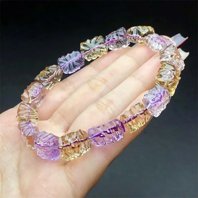 Natural Ametrine Facet Bead Bracelet Women Beautiful Colorful Crystal Energy Healing Fashion Gemstone Jewelry 1PCS