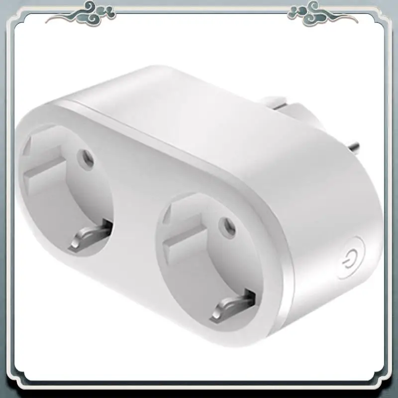 

ABIJ-Switch Plug Dual Socket EU Adapter Tuya Smart Life Monitoring Power Outlets EU Plug