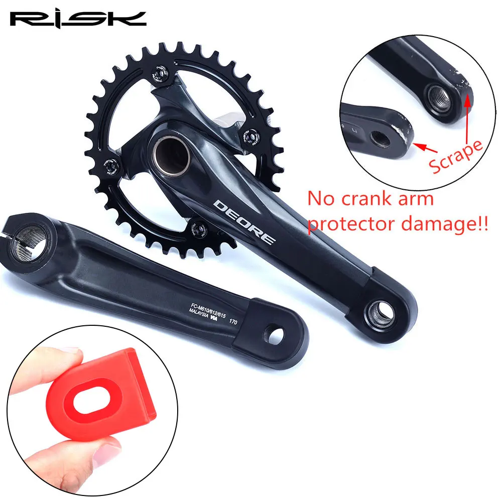 Risk 2pcs Silicone Bicycle Crank Arm Protector Cover Mountain Road Bike Universal Crankset Protective Caps MTB Cycling