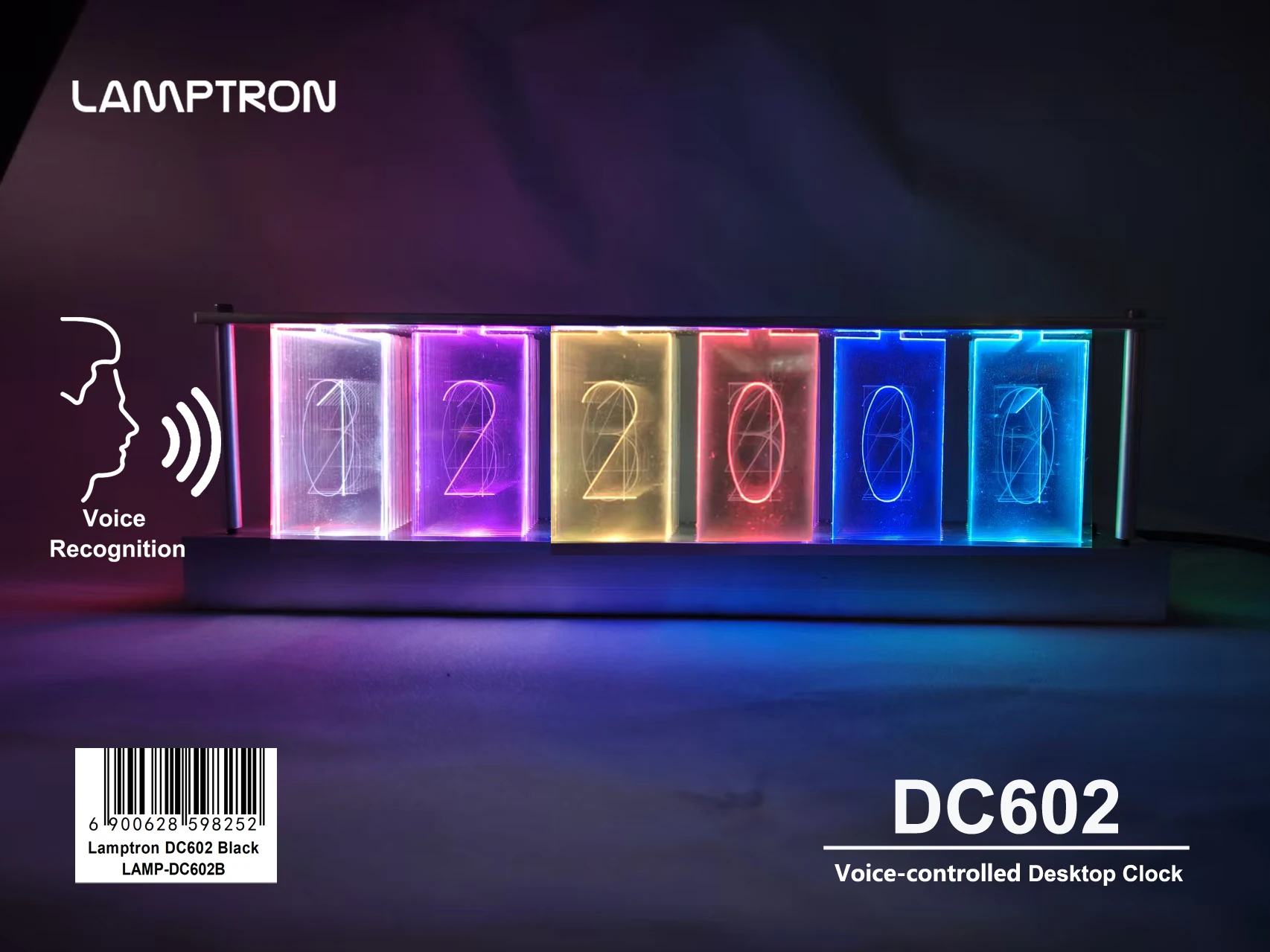 Lamptron DC602 Voice-Controlled Desktop Clock Digital Alarm Clock with Voice Command Feature