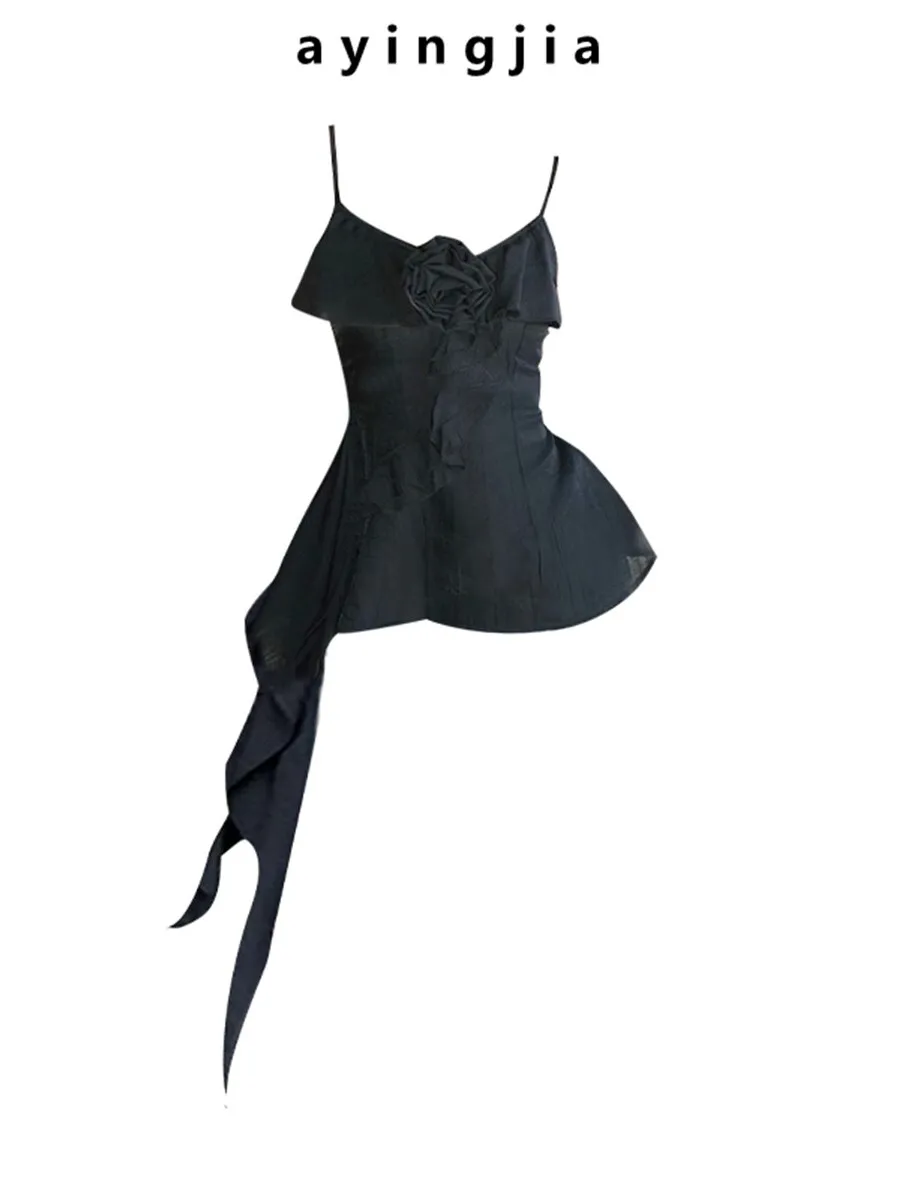 

Женский летний модный топ-жилет Ele Bla с цветочным кружевом, асимметричный, укороченный, для повседневной носки