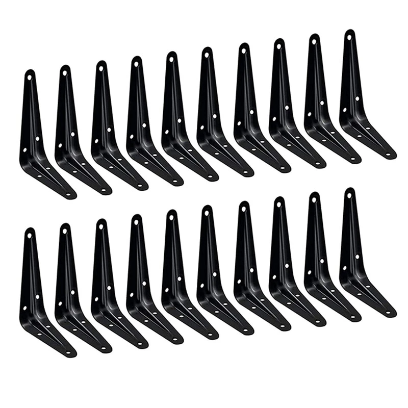 20 Pack Shelf Brackets Heavy Duty Black Metal Floating Shelf Bracket Iron L Bracket J Brackets Wall Angel Corner Brace