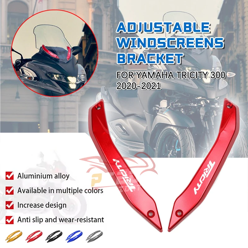 

Motorcycle CNC Windshield Adjustable Windscreens Bracket Bars Stent Adapt For YAMAHA TRICITY 300 2020-2021