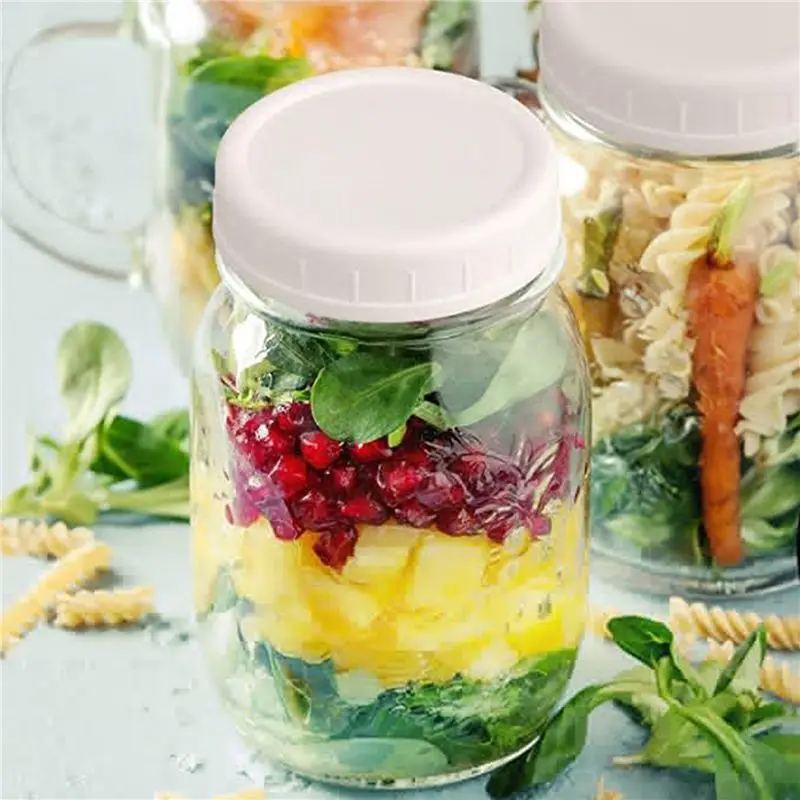 A01F-54 Pack Plastic Regular Mouth Jar Lids For Ball, Kerr And More - Food Grade White Plastic Storage Caps