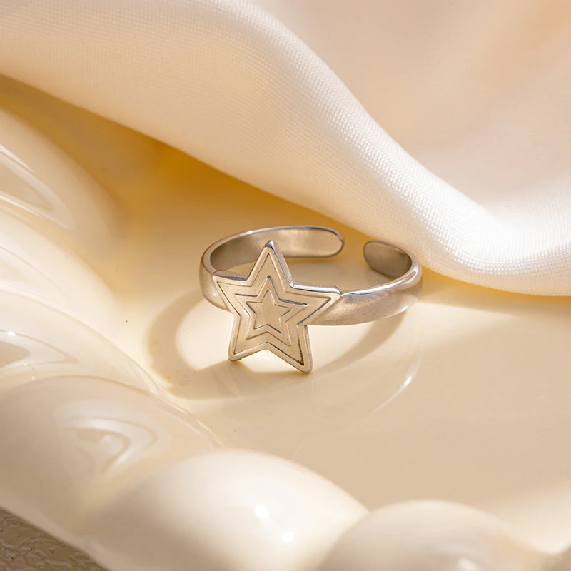 حلقة مفتوحة من الفولاذ المقاوم للصدأ للرجال والنساء ، خط النجوم ، متعددة الطبقات ، بطاقة مستديرة ، خمر ، مجوهرات خاصة ، هدايا ، بيع بالجملة