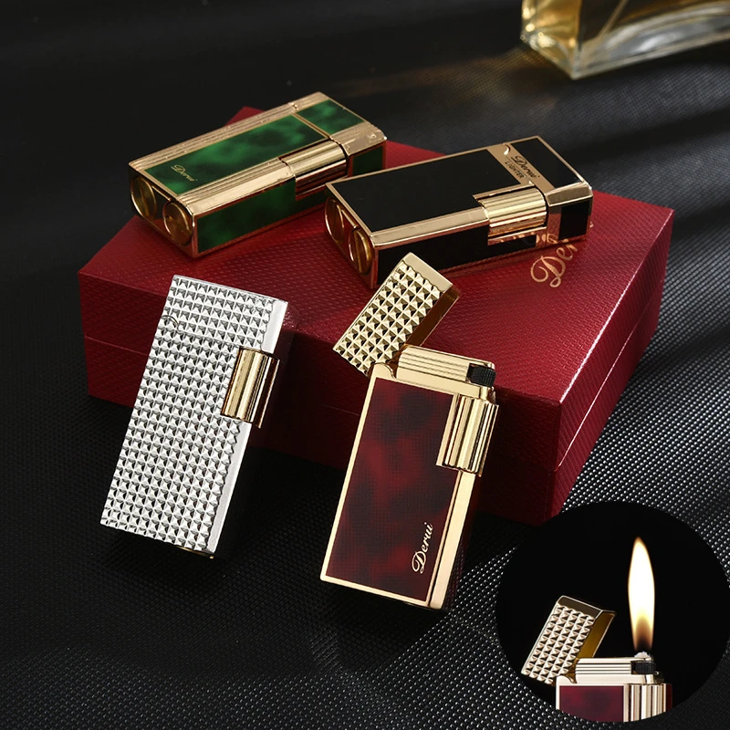 

Derui Vintage High end Mini Kerosene Lighter Metal Vintage Grinding Wheel Side Sliding Ignite Lighter Boutique Men's Gift