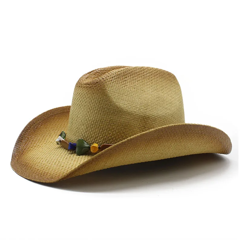 Cross-border Cowboy Hat Tibet Travel Photography Beach Sun Hat New Men And Women Colorful Thread Straw Hat Bowler Hat Summer