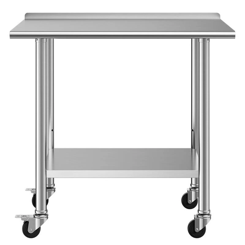 Stainless Steel Work Table, 24x36 inch Food Prep Table with Wheels and Backsplash, Commercial Kitchen Workstation with Adjustable Undershelf, Metal Utility Worktable, for Restaurant Home Outdoor - view 8