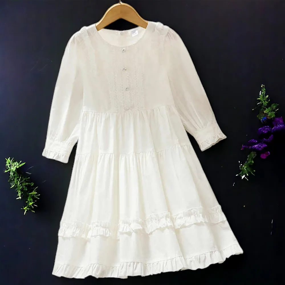 Girls outfits Maxi Princess Dresses for Kids White Dress Clothing Teenagers School Uniform Children Costumes 6 7 8 9 11 13 Years