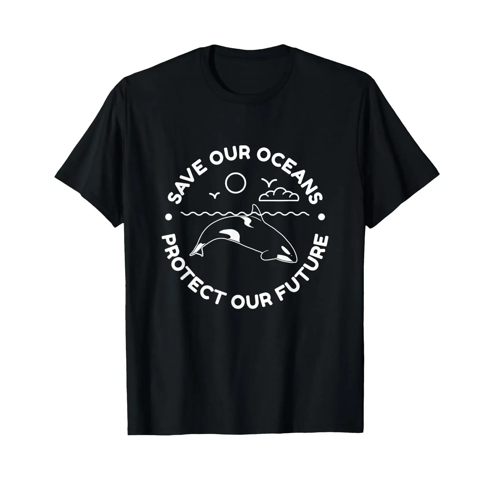 Rette Unsere Ozeane Orca Rescued the Seers T-Shirt Vintage-Waschung Stylisch Dehnbar Unisex Vielseitig Bequem Leicht Weich