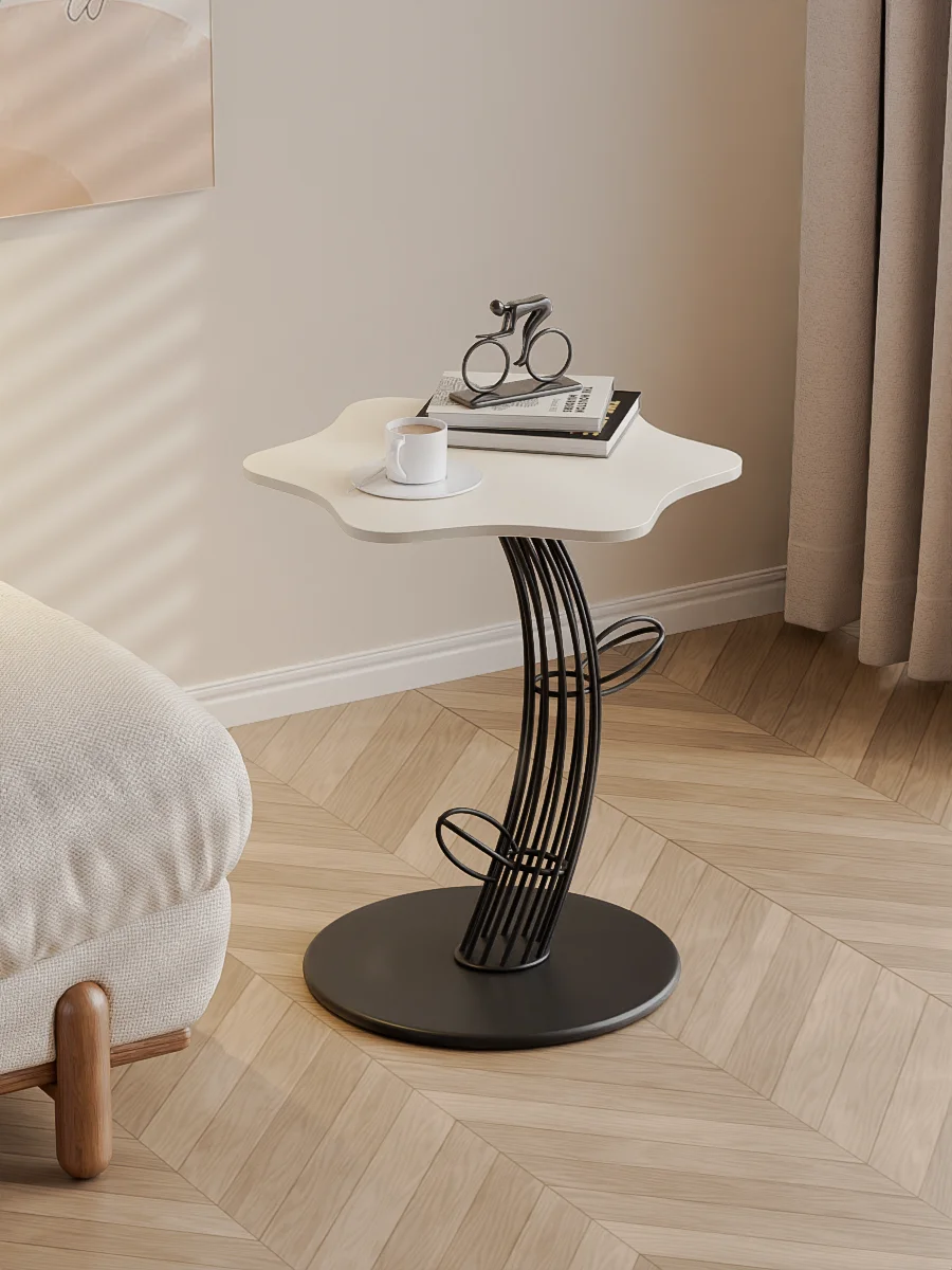 

Light luxury sofa side few simple cream windshield rock slab small coffee table creative bedside storage table balcony
