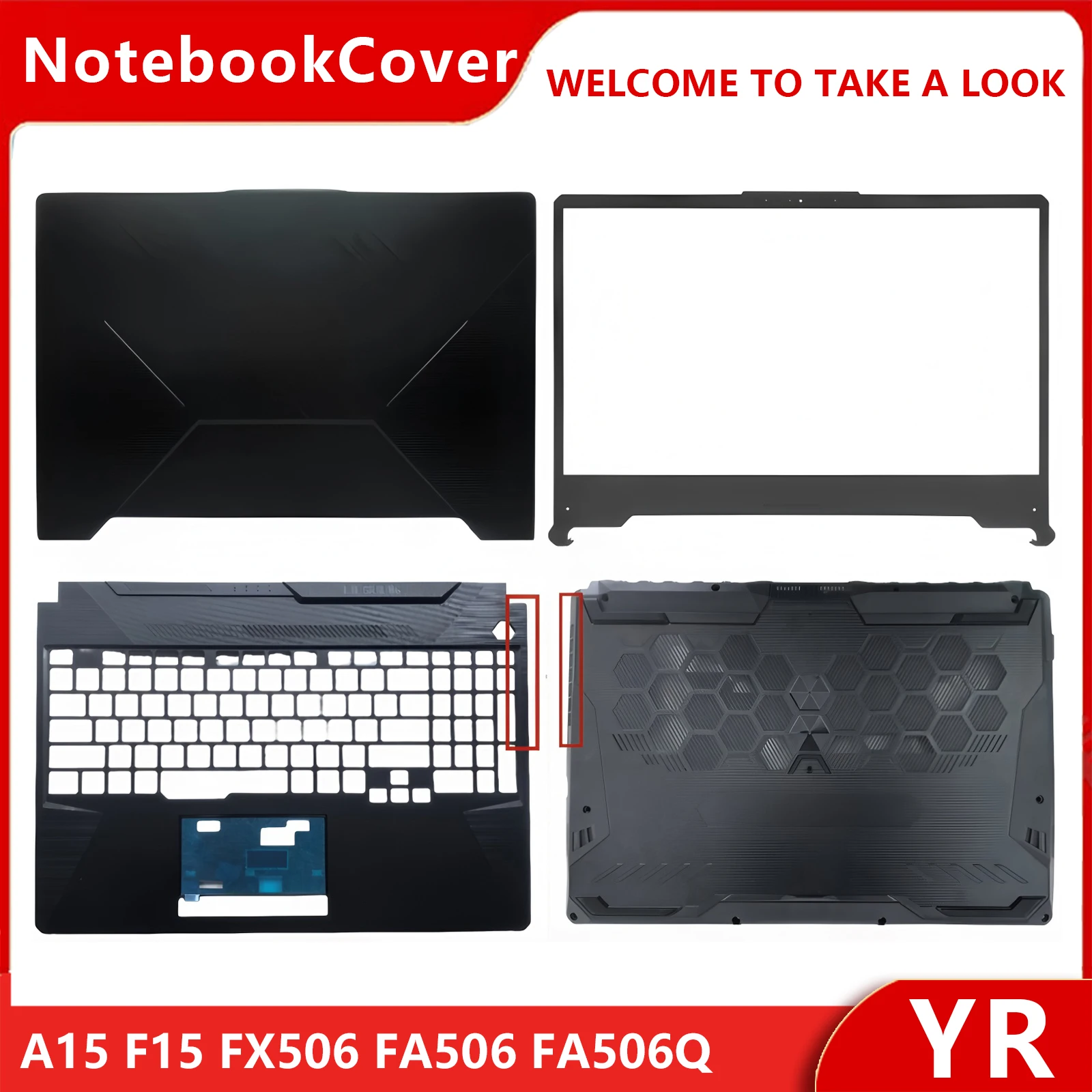 

Asus A15 F15 FX506 Series Notebook LCD Back Cover Palm Rest Bottom Cover Compatible with FA506 FA506Q FA506U FX506U FX506H Model