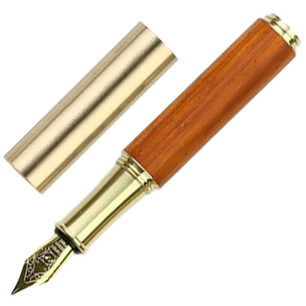 Unique Anti Skid Calligraphy Fountain Pen Premium Wood Metal Material Small Compact Travel Pen for Students Office Fine Tip