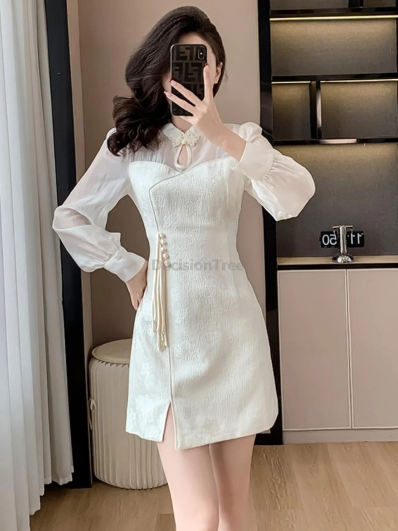 

Элегантное улучшенное китайское платье для женщин: приталенный чонсам с воротником-стойкой, летнее, с цветочным принтом, повседневное платье-карандаш