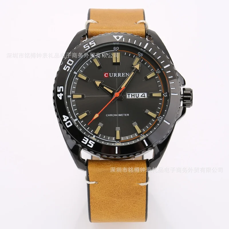 Curren 8272  Date Week Quartz  Waterproof Belt Men's Watch