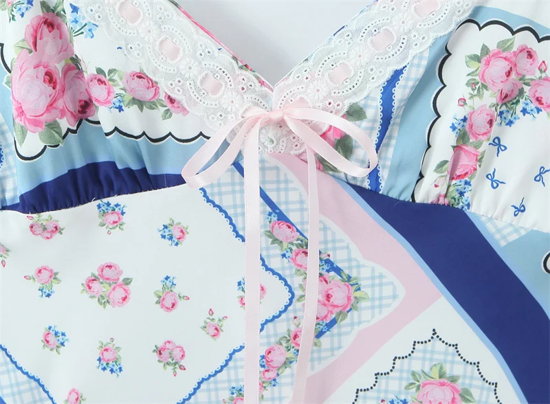 Women's Dress 2025 Winter New Printed Satin Spaghetti Strap Sexy V-Neck Mini Dress Stylish and Cute