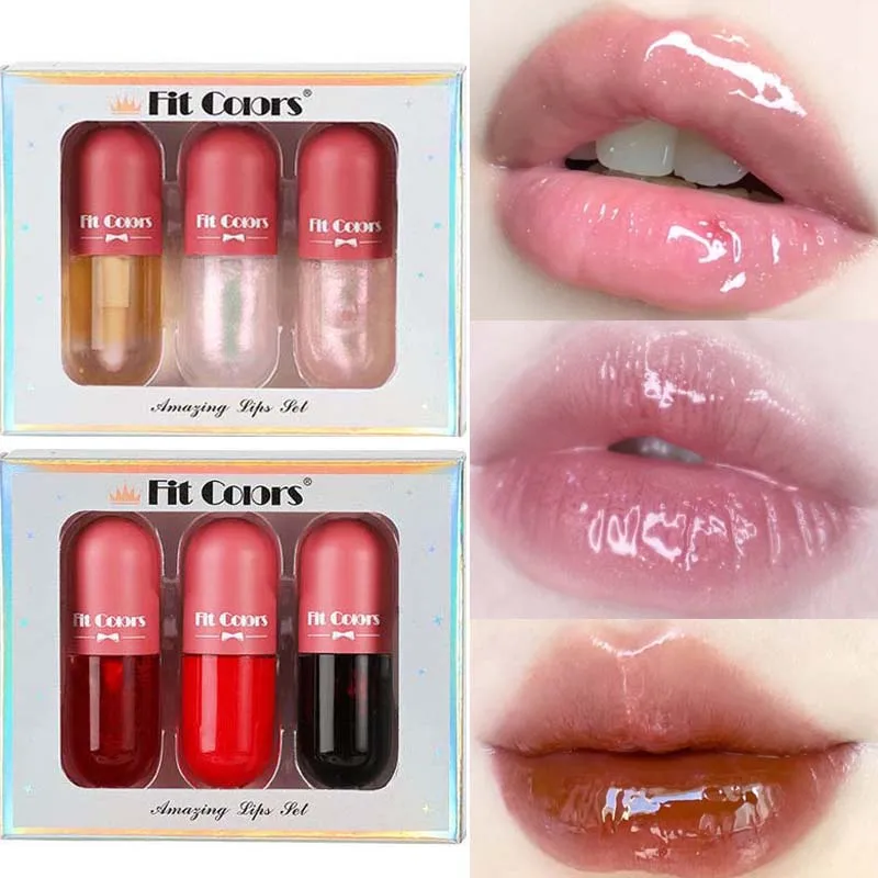 Glänzende Lip Gloss Mini Kapsel Set Wasserdichte Langlebige Pflegende Feuchtigkeits Plumping Schwächen Lip Falten Lip Öl Kosmetik