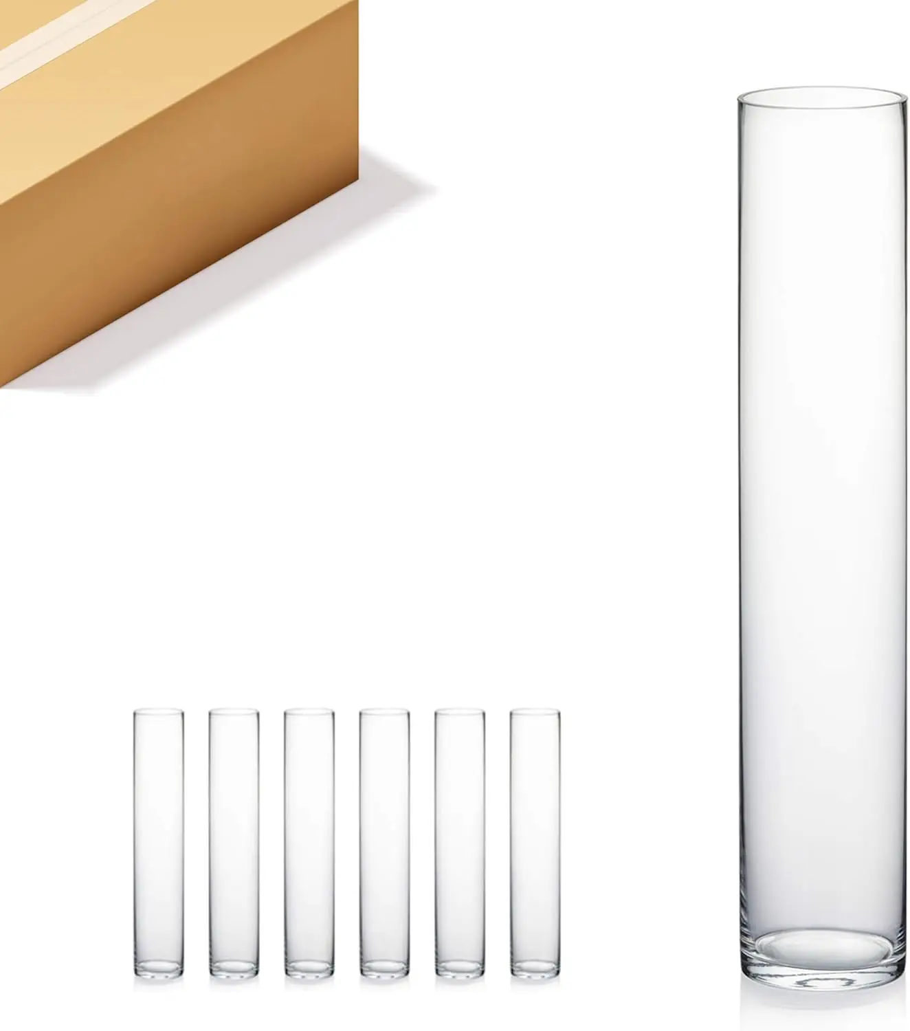 Quality Thick Weighted Tall Clear Cylinder Glass Vase,3