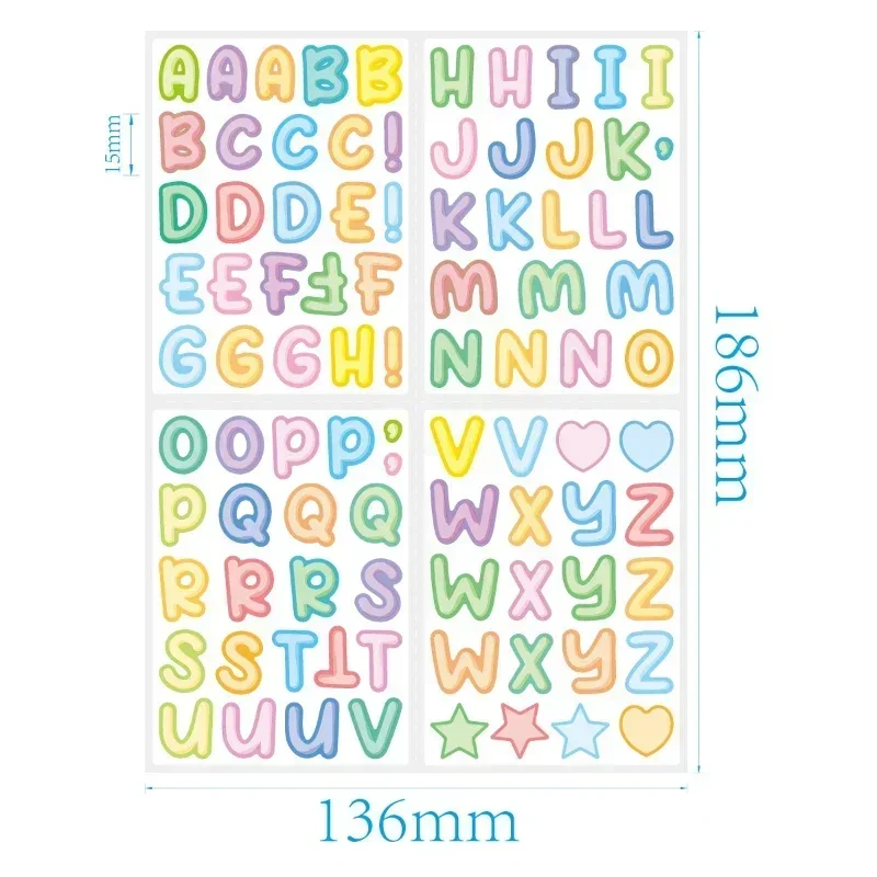 450pcs 5sheet Kids Capital Letter Cartoon Stickers Color English Alphabet Sticker Waterproof Suitable for Diy Cup Cutlery