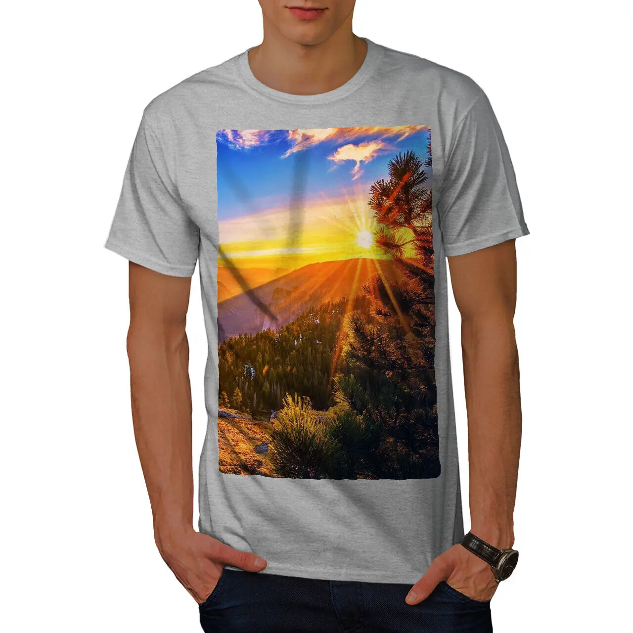 Sun Evening Wild Nature Snowy Mens T-shirt