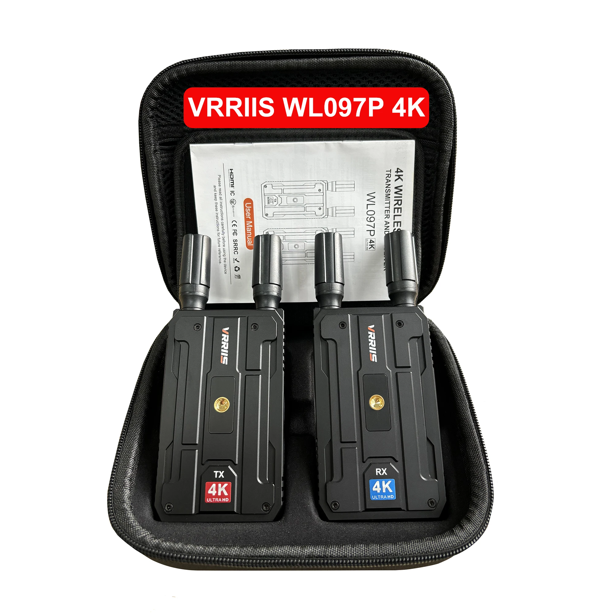 VRRIIS WL097P 4K Wireless Transmission Audio Video Transmitter and Receiver Dual HDMI Extender 400m Support Battery Camera 8 TV