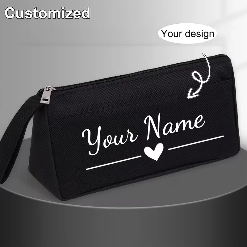 Customized Name Pencil Case with Handle, Simple and Stylish Stationery Bag, Student Storage Supplies, Cute and High-Looking Stationery Box