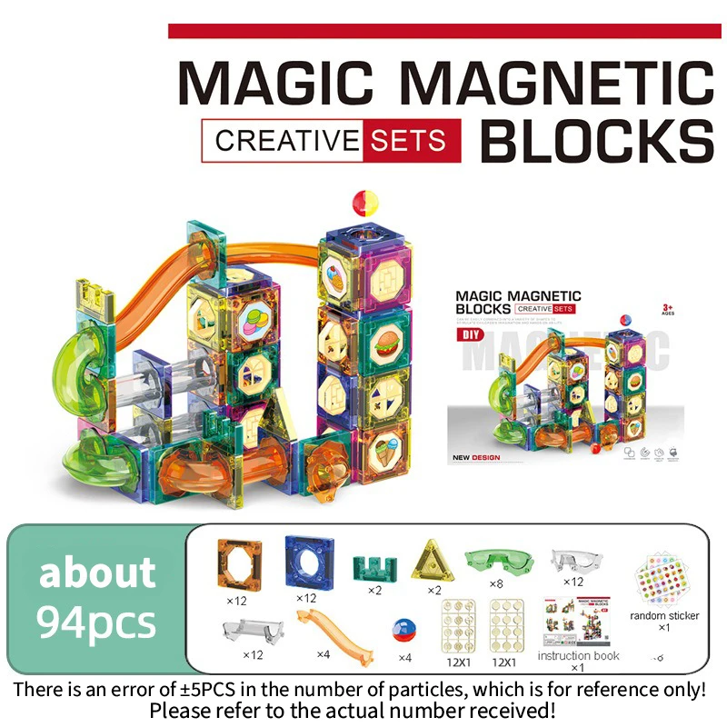 Slide Ball Magnetic Sheet Building Blocks Set MOC Technocal Assembly Children's DIY Intelligence Toy Gifts #T3