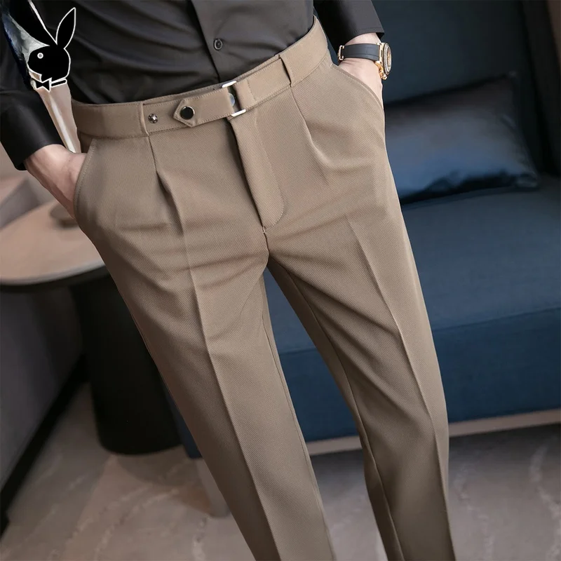 

Мужские повседневные брюки зауженного кроя, укороченные, в деловом стиле, весенние, модные, с узкими штанинами, для активного образа жизни, молодежные