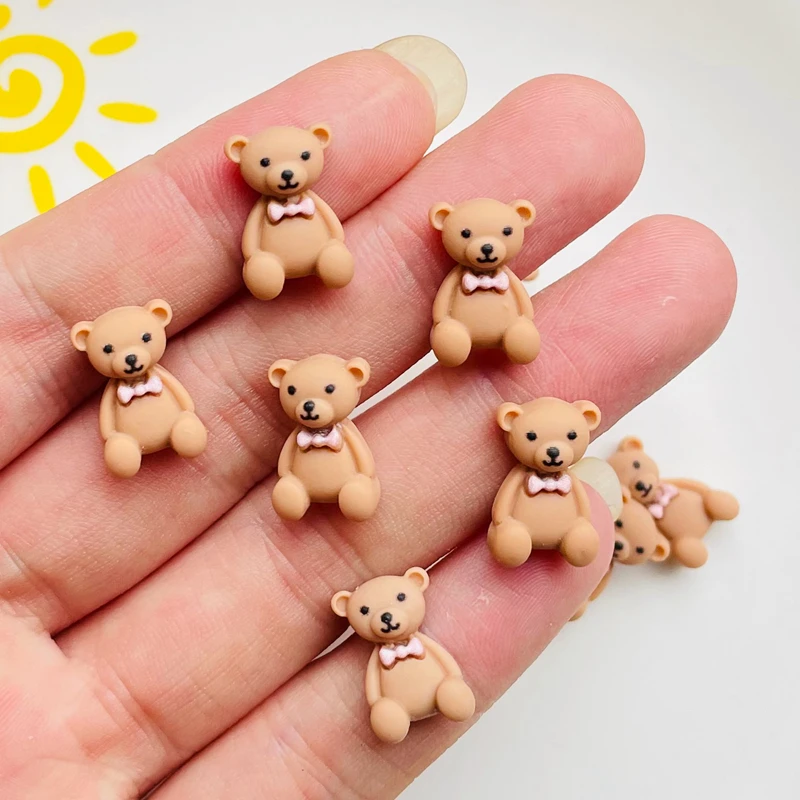 20 Pcs New Mini Cute Cartoon Animal Little Bear Resin Scrapbook Diy Jewellery Hairpin Accessories Decorate Craft