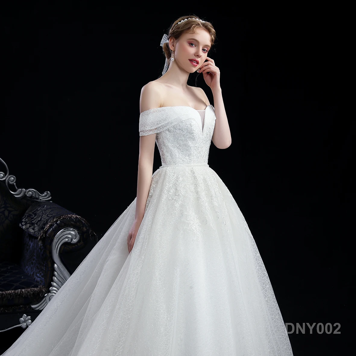 Temperament Simple Corsage Edge Beaded Luxury Style Bead Off Shoulder Wedding Gowns Bridal Dress