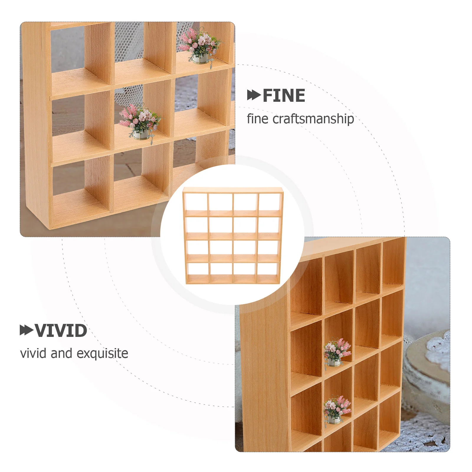 16 Grid Storage Rack Mini House Decor Miniature Bookshelf Furniture Display Shelves Bookcase Wood Child Bookshelves