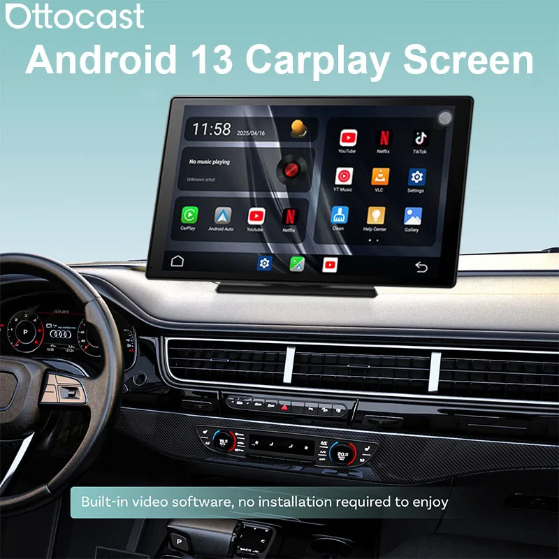 

OTTOCAST Express 9” CarPlay Screen Android 13 Car Radio Multimedia Video Player 4K Touch Screen Support Rearview Camera GPS