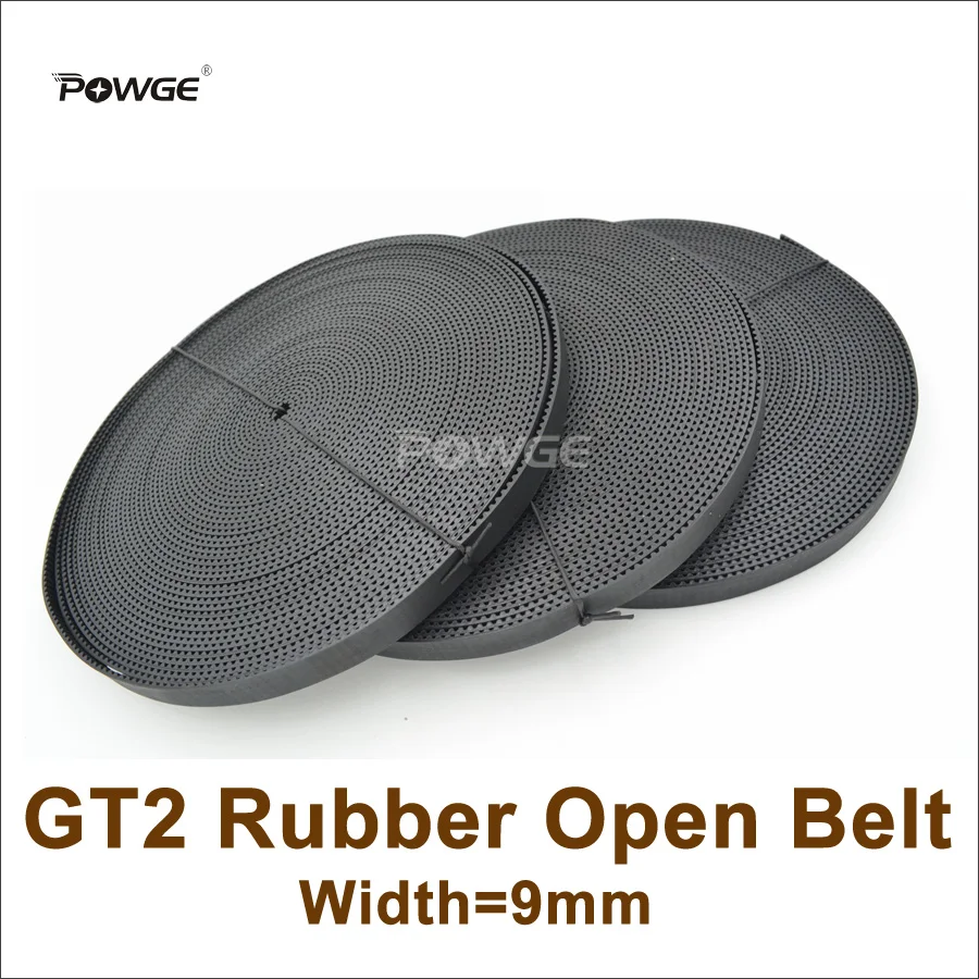 POWGE 50meters GT2 Timing Belt Width=9mm Fit GT2 Pulley GT2-9 Rubber 2GT 9 Open Timing Belt 3D Printer Accessory High Quanlity