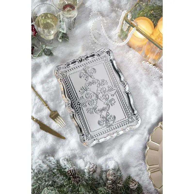 6 عبوات من ألواح الشاحن البلاستيكية، 11.8 × 9.1 بوصة، ديكور طاولة متين للحفلات والمناسبات #3