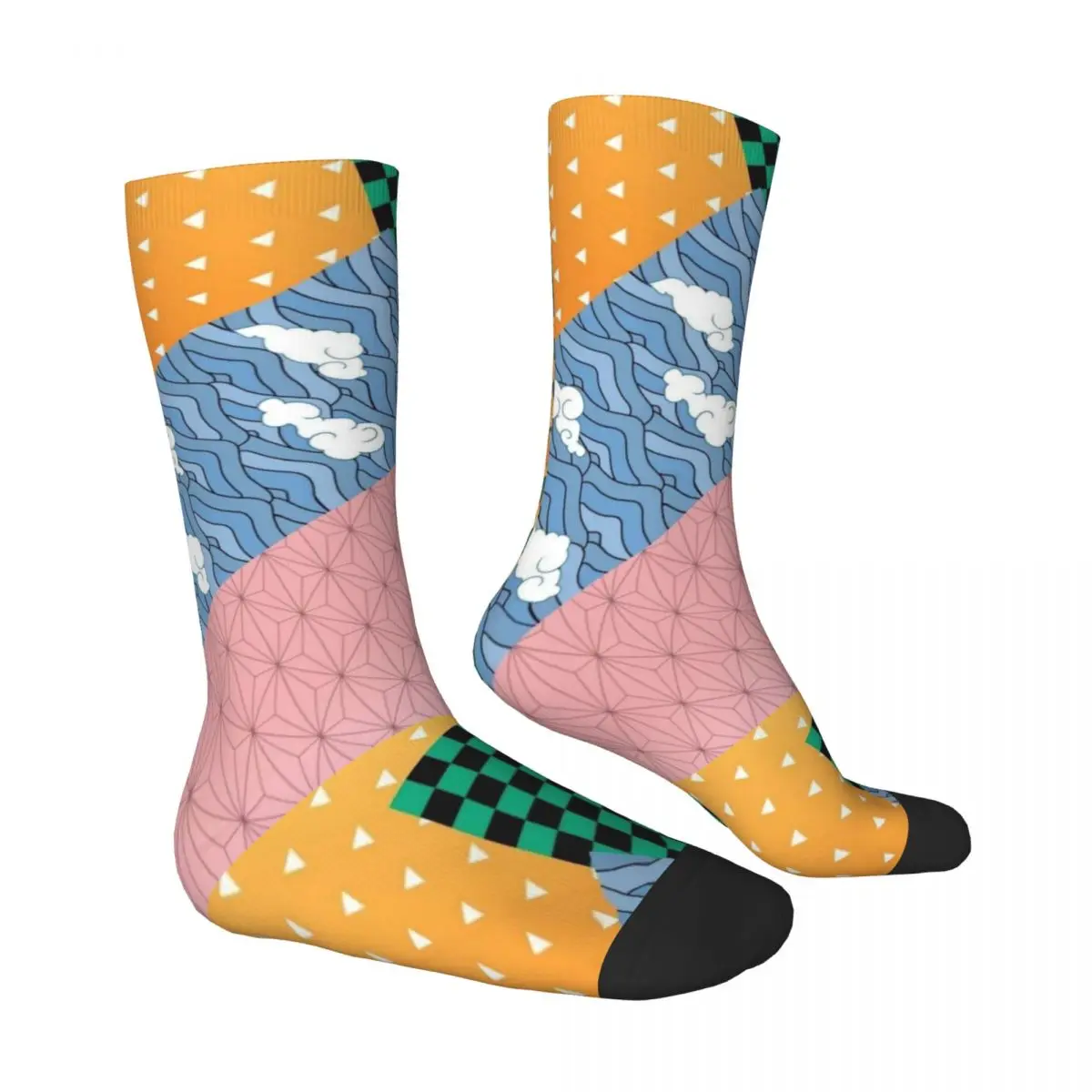 Kamados Tanjirous Nezukos Socks Japanese Pattern Kawaii Stockings Men's Soft Outdoor Socks Autumn Pattern Anti Skid Socks